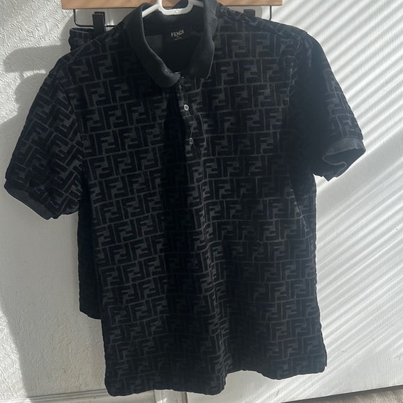 Fendi Black Original Velvet Polo size small